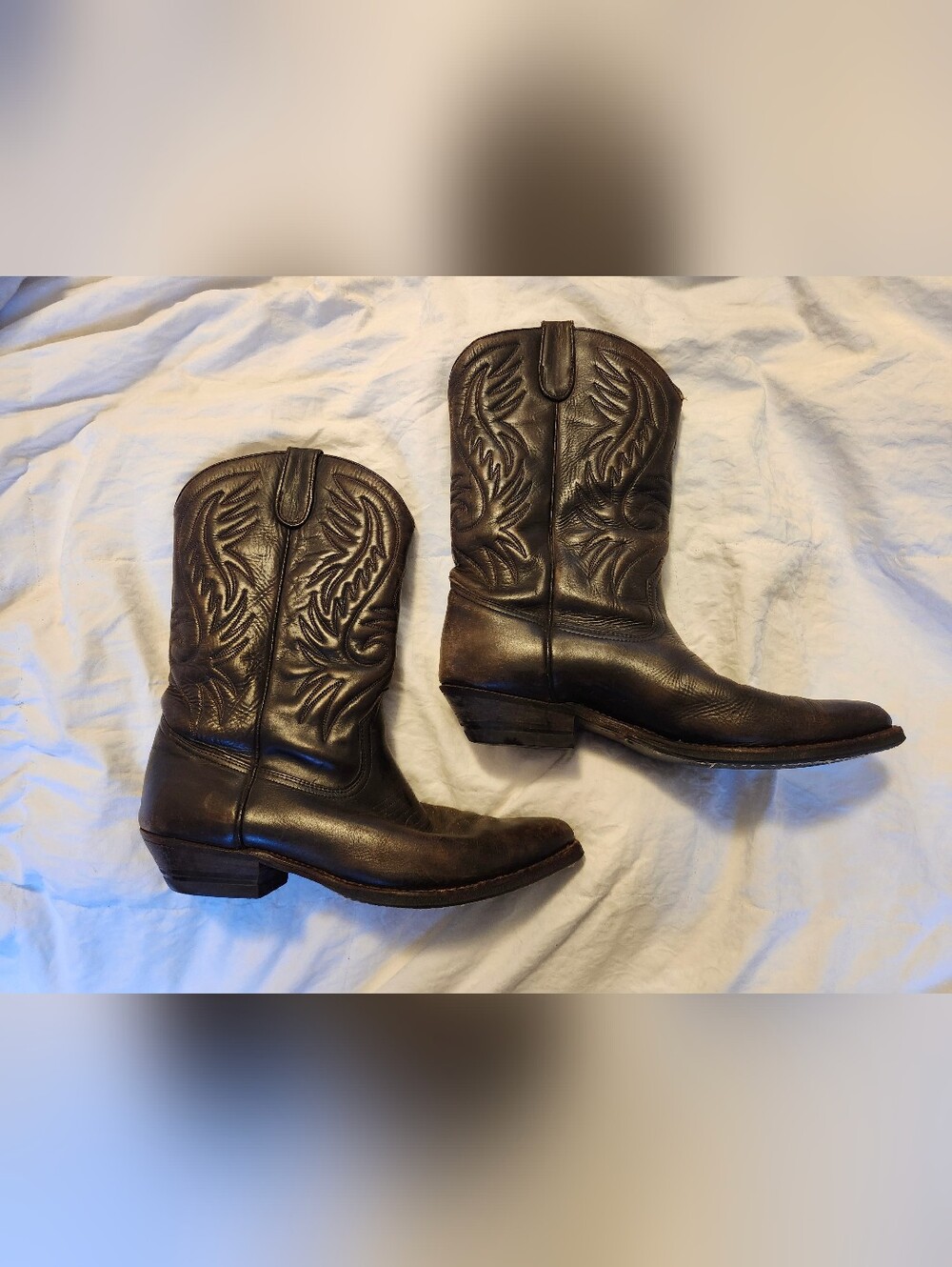 Vintage Handmade In Spain Brown Leather Western Cowboy Boots